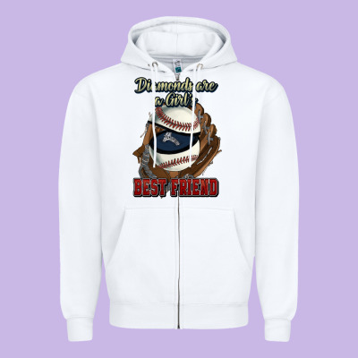 Diamonds Are A Girl's Best Friend Baseball Zipper Hoodie Designed By Howdyjamesfarm