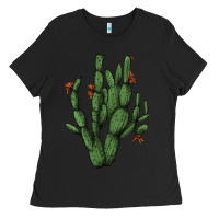 Black cactus with flowers Ladies Tee - AdoDesignShop