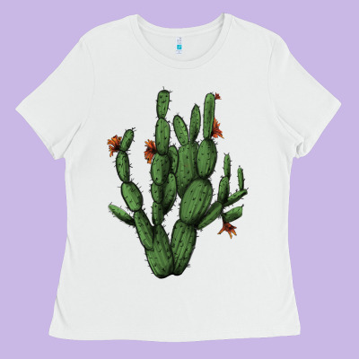 Cactus With Flowers Ladies Tee Designed By Adodesignshop