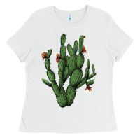 White cactus with flowers Ladies Tee - AdoDesignShop