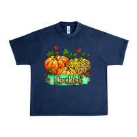 Navy thankful pumpkins with glitter Urban Heavy Tee - MaliasSmallBusiness