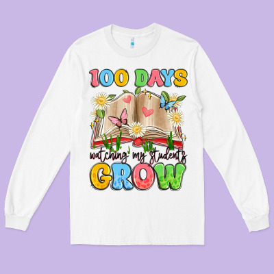 100 Days Watching My Students Grow Long Sleeve Tee Designed By Artiststas