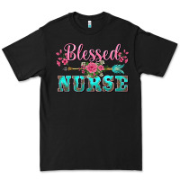 Black western blessed nurse pink floral arrow Premium Tee - BarkalooDesign