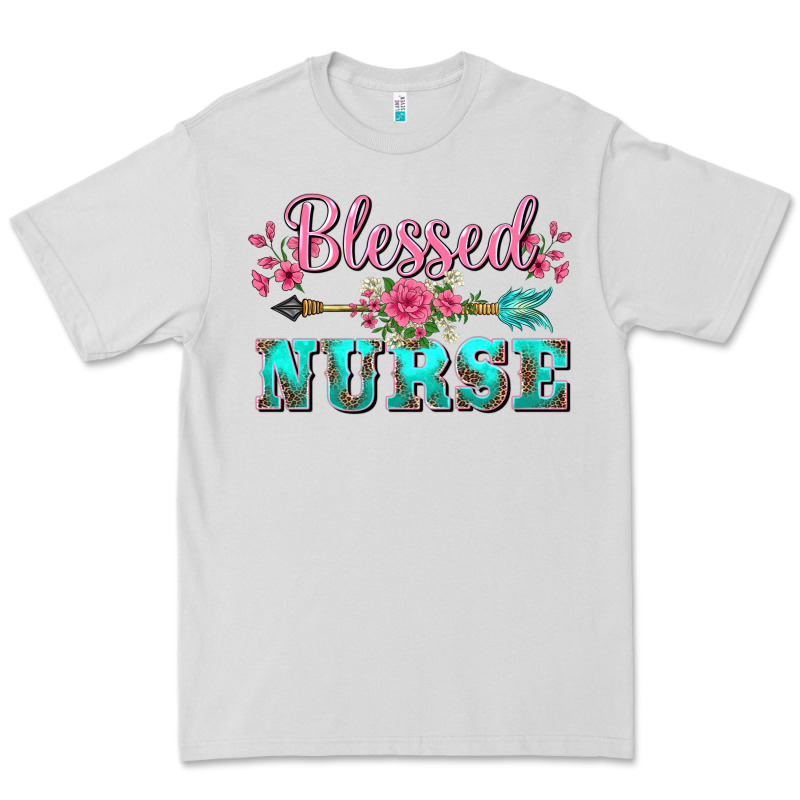 Western Blessed Nurse Pink Floral Arrow Premium Tee by BarkalooDesign | Teevron
