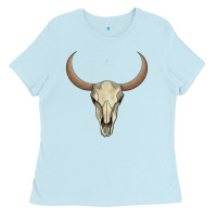 Baby Blue bull skull Ladies Tee - AdoDesignShop