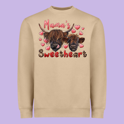 Mama's Sweetheart Highland Cow And Calf Heavyweight Sweatshirt Designed By Ranaportraitstore