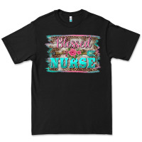 Black western blessed nurse pink floral arrow  background Premium Tee - BarkalooDesign