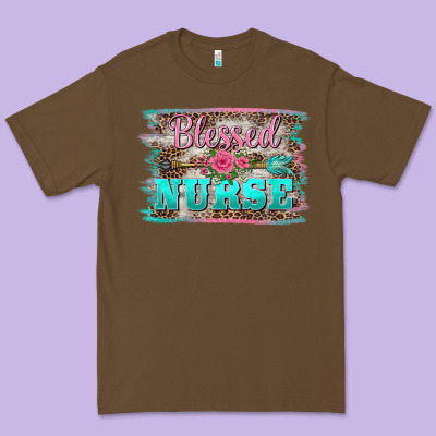Western Blessed Nurse Pink Floral Arrow  Background Premium Tee Designed By Barkaloodesign