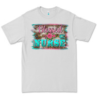 Dove Grey western blessed nurse pink floral arrow  background Premium Tee - BarkalooDesign
