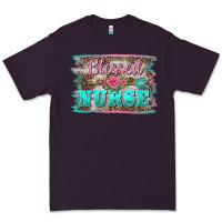 Plum western blessed nurse pink floral arrow  background Premium Tee - BarkalooDesign