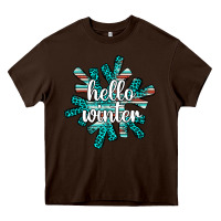 Chocolate Brown hello winter Heavy Core Tee - AdoDesignShop