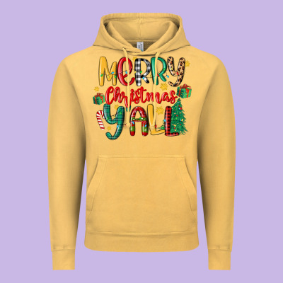 Merry Christmas Y'all Vintage Hoodie Designed By Maliassmallbusiness