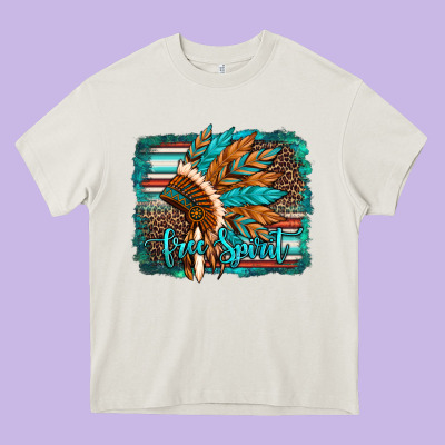 Free Spirit Native American Indian Headdress Heavy Core Tee Designed By Artiststas