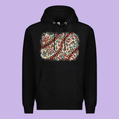 Baseball Leopard Glitter Background Premium Hoodie Designed By Howdyjamesfarm