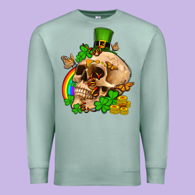 St. Patrick's Boho Skull Premium Sweatshirt Designed By Oliviacreatesart