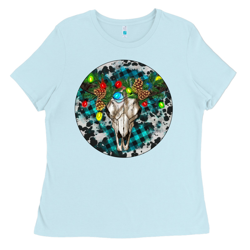 Bull Skull Christmas Ladies Tee by RanaPortraitStore | Teevron