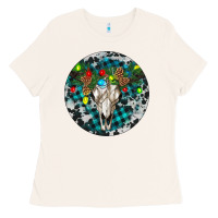 Bone Bull Skull Christmas Ladies Tee - RanaPortraitStore