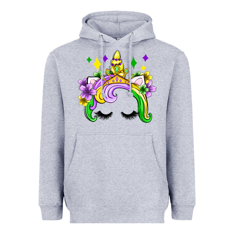 Unicorn Mardi Gras Olivia Heavyweight Hoodie by OliviaCreatesArt | Teevron