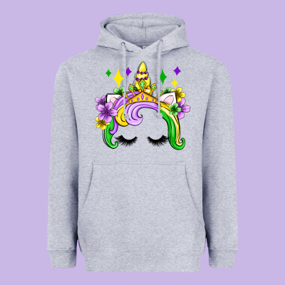 Unicorn Mardi Gras Olivia Heavyweight Hoodie Designed By Oliviacreatesart