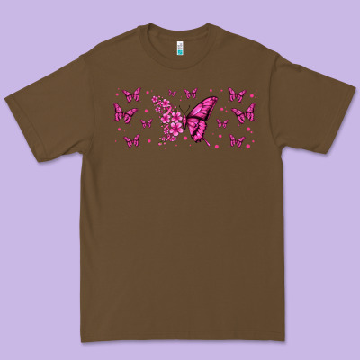 Floral Breast Cancer Butterfly Premium Tee Designed By Jasminsmagicworld