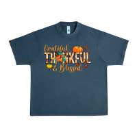 Midnight Navy grateful thankful and blessed Urban Heavy Tee - MaliasSmallBusiness