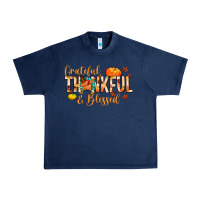 Navy grateful thankful and blessed Urban Heavy Tee - MaliasSmallBusiness