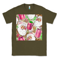 Army Green Pink Christmas Santa Claus and gift box Classic Tee - NancyCooperArtShop