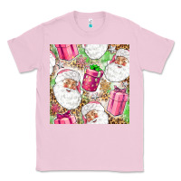 Bubblegum Pink Pink Christmas Santa Claus and gift box Classic Tee - NancyCooperArtShop