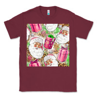 Burgundy Pink Christmas Santa Claus and gift box Classic Tee - NancyCooperArtShop