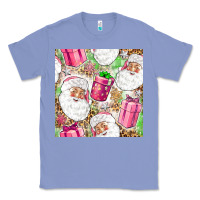 Colony Blue Pink Christmas Santa Claus and gift box Classic Tee - NancyCooperArtShop