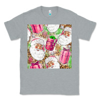 Heather Grey Pink Christmas Santa Claus and gift box Classic Tee - NancyCooperArtShop