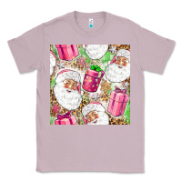 Lilac Pink Christmas Santa Claus and gift box Classic Tee - NancyCooperArtShop