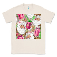 Natural Pink Christmas Santa Claus and gift box Classic Tee - NancyCooperArtShop