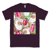 Plum Pink Christmas Santa Claus and gift box Classic Tee - NancyCooperArtShop