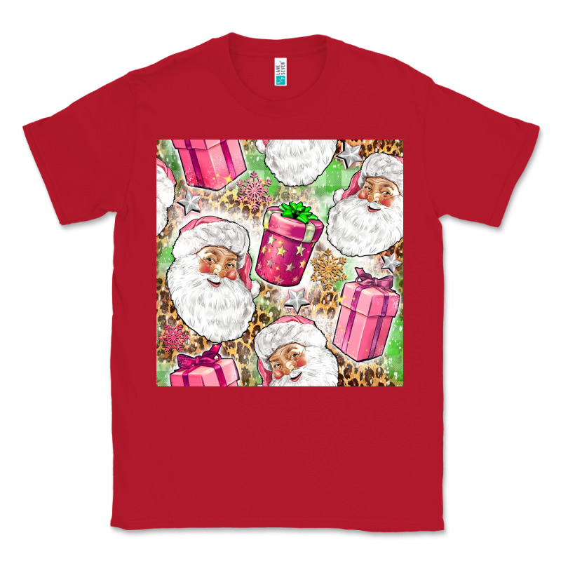Pink Christmas Santa Claus And Gift Box Classic Tee by NancyCooperArtShop | Teevron