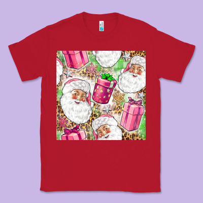 Pink Christmas Santa Claus And Gift Box Classic Tee Designed By Nancycooperartshop