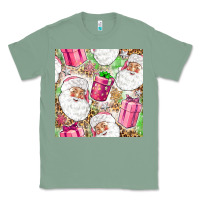 Sage Pink Christmas Santa Claus and gift box Classic Tee - NancyCooperArtShop