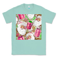 Seafoam Pink Christmas Santa Claus and gift box Classic Tee - NancyCooperArtShop