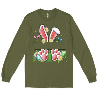 Army Green easter bunny name frame Long Sleeve Tee - Artiststas