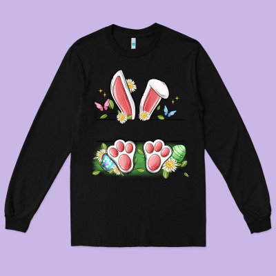 Easter Bunny Name Frame Long Sleeve Tee Designed By Artiststas