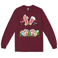 Burgundy easter bunny name frame Long Sleeve Tee - Artiststas