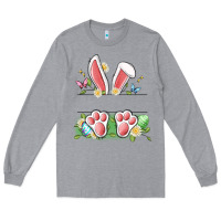 Heather Grey easter bunny name frame Long Sleeve Tee - Artiststas