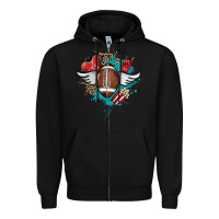 Black Football ball leopard glitter Zipper Hoodie - HowdyJamesFarm