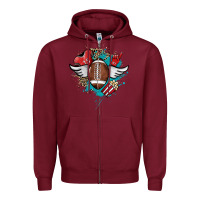 Burgundy Football ball leopard glitter Zipper Hoodie - HowdyJamesFarm