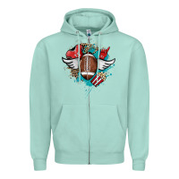 Football Ball Leopard Glitter Zipper Hoodie | Teevron