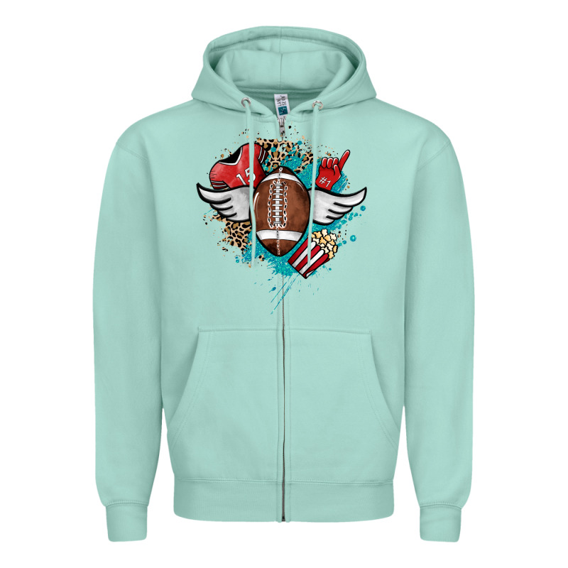 Football Ball Leopard Glitter Zipper Hoodie by HowdyJamesFarm | Teevron