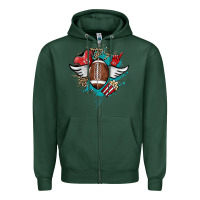 Sports Green Football ball leopard glitter Zipper Hoodie - HowdyJamesFarm