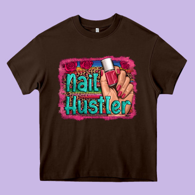 Nail Hustler Serape Leopard Background Heavy Core Tee Designed By Artiststas