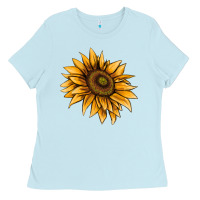 Baby Blue sunflower Ladies Tee - AdoDesignShop