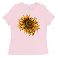 Bubblegum Pink sunflower Ladies Tee - AdoDesignShop